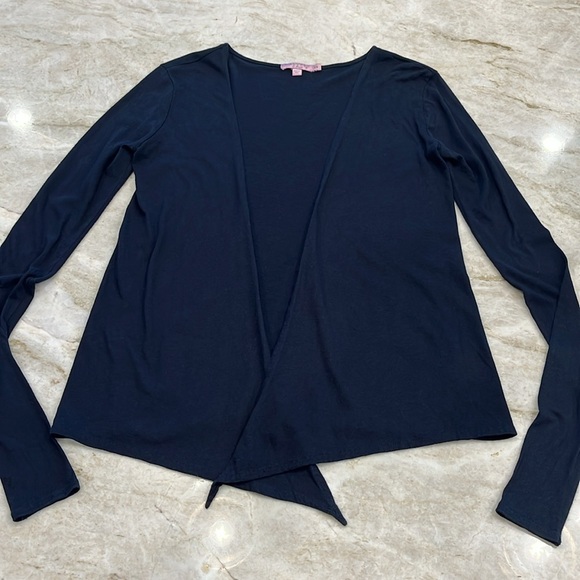 Calypso St. Barth Drape Front Cardigan | XS | Navy Blue (Excellent Preowned) - Picture 3 of 6